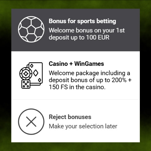 Choose your WinWin welcome bonus